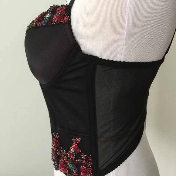 Bebe Floral Sequin Bralette Top in black - Picture 2 of 8